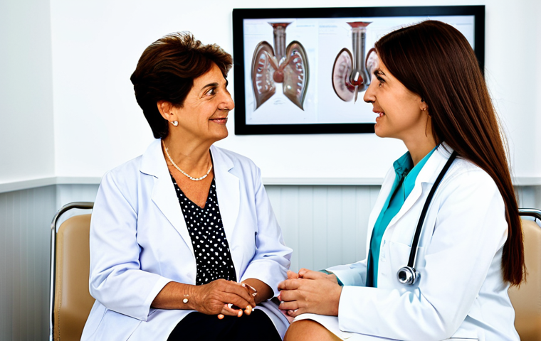 백내장 수술 보험 적용 - Consultation**
"A senior Spanish woman, fully clothed in a modest blouse, sitting in a brightly lit...