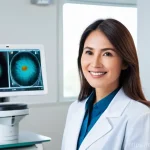 Home 5 라식 부작용 예방 팁 - **Prompt 1: Pre-LASIK Consultation and Advanced Diagnostics**
"A clean, brightly lit, and modern...