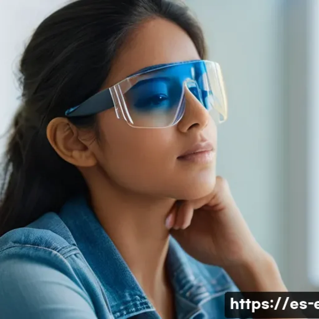 안과 수술 후 관리법 - A detailed close-up scene of a young adult Latino woman wearing UV-protection sunglasses and a trans...